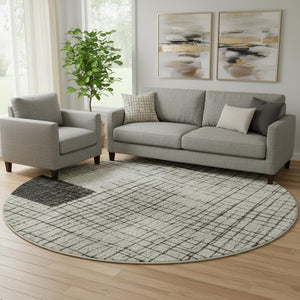 HomeRoots 8' X 10' Stylish Ivory & Gray Geometric Washable Area Rug with UV Protection for Busy Homes 718320