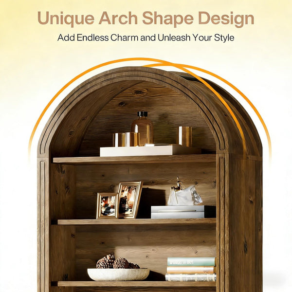 English Elm Display Cabinet Wall Mounted 5 Tier Glass Door Shelving for Collectibles Matte Black T3971P449818