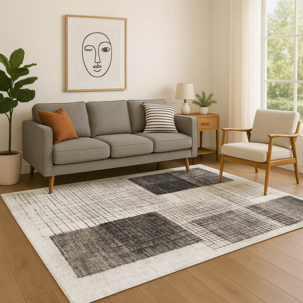 HomeRoots 9' X 12' Ivory and Gray Geometric Area Rug - Machine Washable, Stain Resistant, UV Protected Style Upgrade 718321