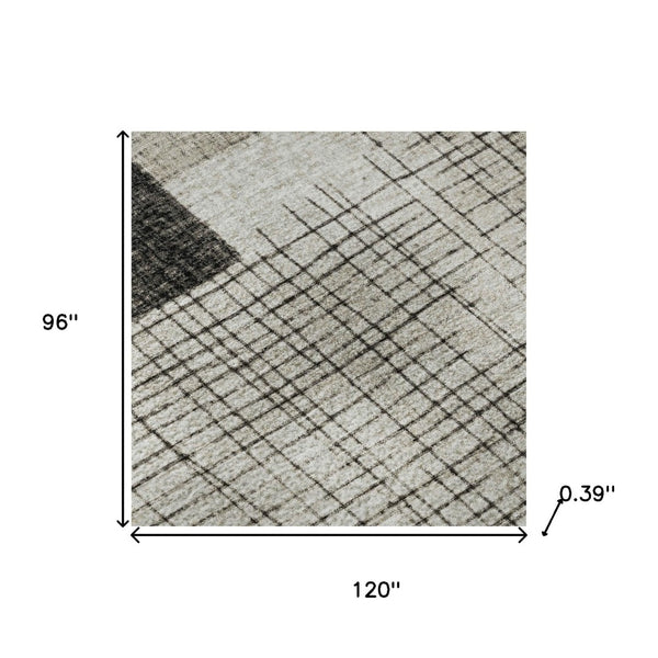 HomeRoots 9' X 12' Ivory and Gray Geometric Area Rug - Machine Washable, Stain Resistant, UV Protected Style Upgrade 718321