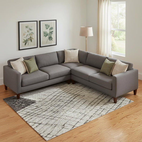 HomeRoots 9' X 12' Ivory and Gray Geometric Area Rug - Machine Washable, Stain Resistant, UV Protected Style Upgrade 718321