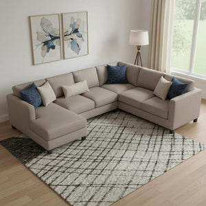 HomeRoots 10' X 14' Ivory & Gray Geometric Area Rug - Washable, UV Protected, Perfect for Busy Homes! 718322