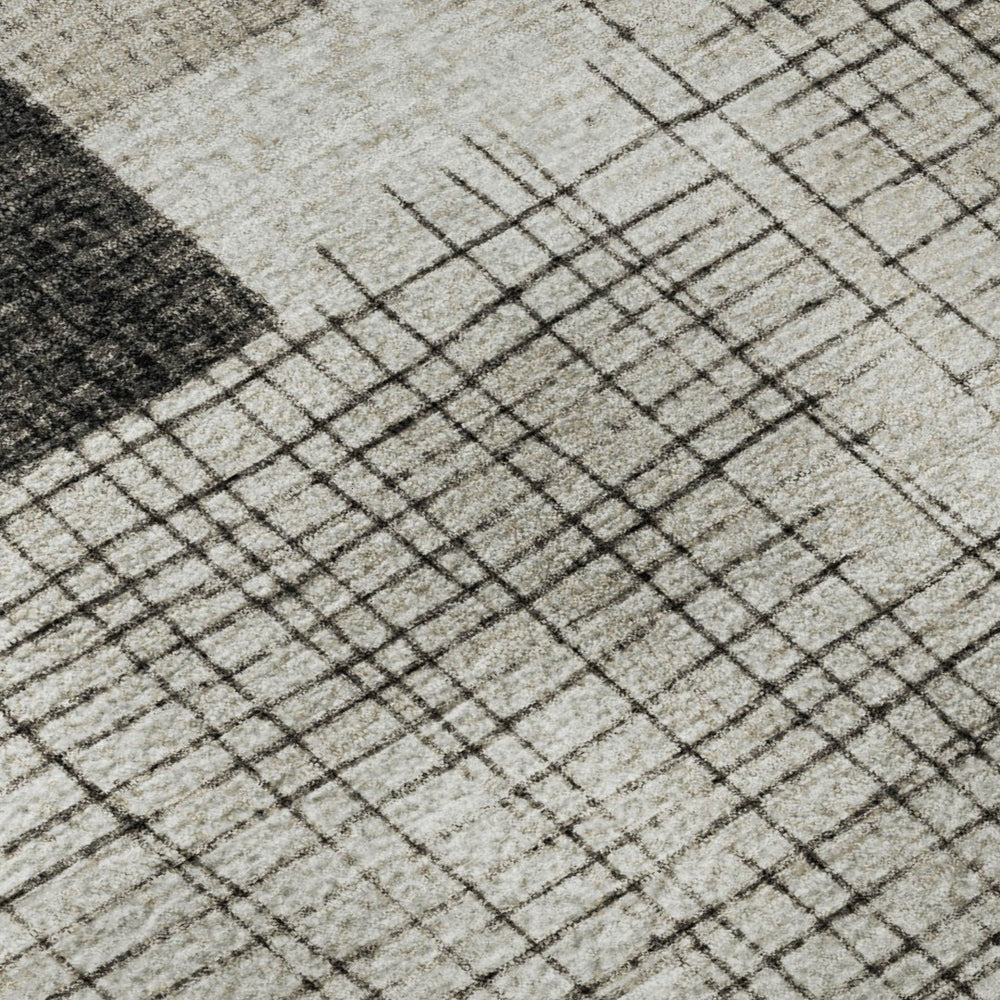 HomeRoots 10' X 14' Ivory & Gray Geometric Area Rug - Washable, UV Protected, Perfect for Busy Homes! 718322