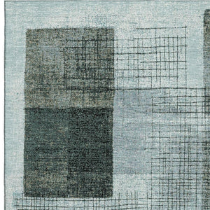 HomeRoots 5' X 8' Teal and Gray Geometric Area Rug – Stylish, Washable & UV-Protected for Kid-Friendly Spaces 718324