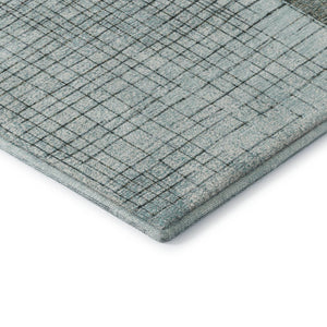 HomeRoots 8' Teal and Gray Geometric Washable Round Rug - UV Protected, Durable, and Stylish for Any Space 718325