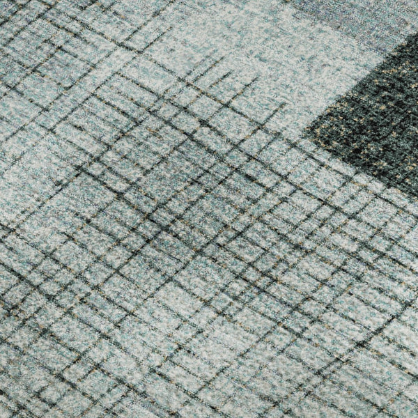 HomeRoots 8' X 10' Teal and Gray Geometric Area Rug – Washable, UV-Protected, Stylish, Non-Slip Backing! 718326