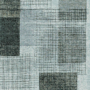 HomeRoots 9' X 12' Teal & Gray Geometric Area Rug - Washable, UV-Protected, Perfect for Kids & Pets! 718327