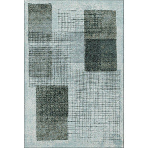 HomeRoots 9' X 12' Teal & Gray Geometric Area Rug - Washable, UV-Protected, Perfect for Kids & Pets! 718327