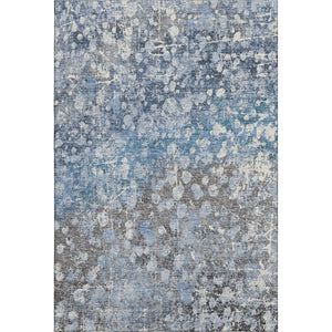 HomeRoots 5' x 8' Abstract Blue and Gray Area Rug - Washable, UV Protected, Stain-Resistant for High Traffic Areas 718330