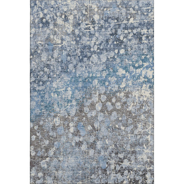 HomeRoots 5' x 8' Abstract Blue and Gray Area Rug - Washable, UV Protected, Stain-Resistant for High Traffic Areas 718330