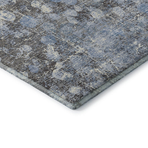 HomeRoots 5' x 8' Abstract Blue and Gray Area Rug - Washable, UV Protected, Stain-Resistant for High Traffic Areas 718330