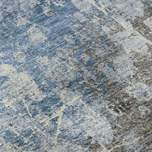 HomeRoots 5' x 8' Abstract Blue and Gray Area Rug - Washable, UV Protected, Stain-Resistant for High Traffic Areas 718330