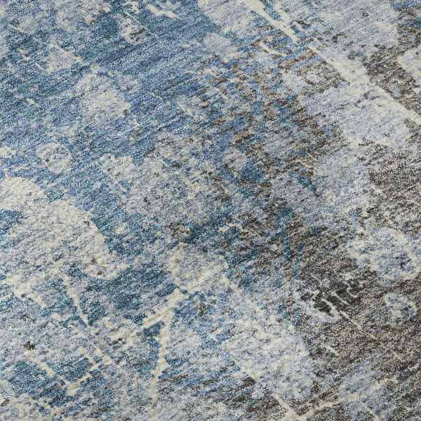 HomeRoots 5' x 8' Abstract Blue and Gray Area Rug - Washable, UV Protected, Stain-Resistant for High Traffic Areas 718330