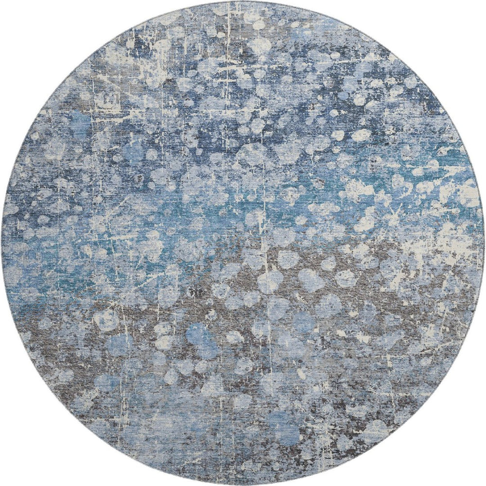 HomeRoots 8' X 10' Blue and Gray Abstract Area Rug – Washable, UV-Protected, Stylish, and Durable for Your Home 718332