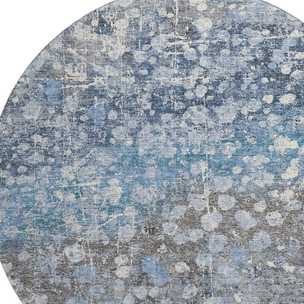 HomeRoots 8' X 10' Blue and Gray Abstract Area Rug – Washable, UV-Protected, Stylish, and Durable for Your Home 718332