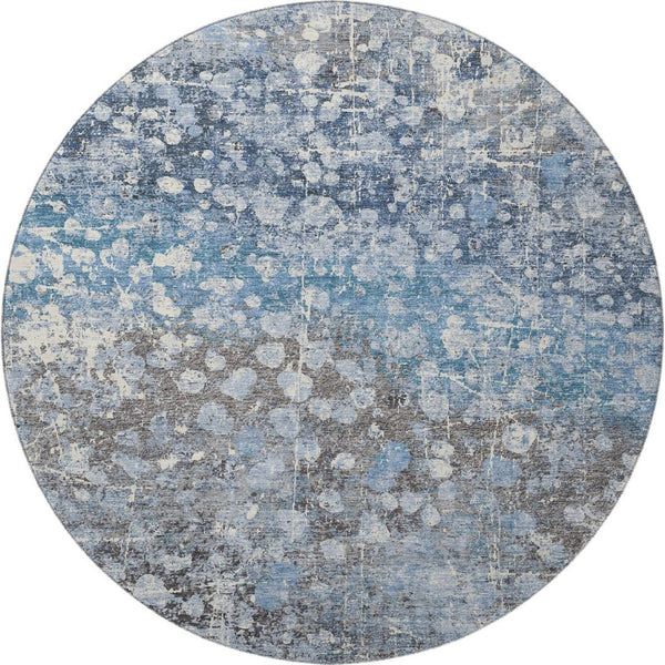 HomeRoots 8' X 10' Blue and Gray Abstract Area Rug – Washable, UV-Protected, Stylish, and Durable for Your Home 718332