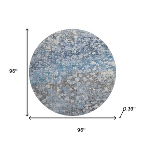 HomeRoots 8' X 10' Blue and Gray Abstract Area Rug – Washable, UV-Protected, Stylish, and Durable for Your Home 718332
