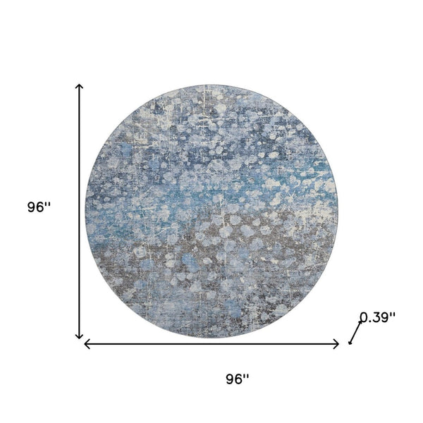HomeRoots 8' X 10' Blue and Gray Abstract Area Rug – Washable, UV-Protected, Stylish, and Durable for Your Home 718332