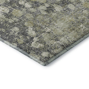 HomeRoots 5' X 8' Stylish Olive Green and Gray Abstract Washable Area Rug with UV Protection for Homes 718336