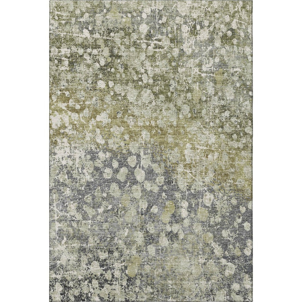 HomeRoots 5' X 8' Stylish Olive Green and Gray Abstract Washable Area Rug with UV Protection for Homes 718336