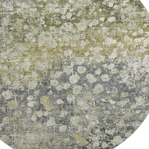 HomeRoots 8' X 10' Washable Olive Green and Gray Abstract Area Rug with UV Protection for Modern Spaces 718338