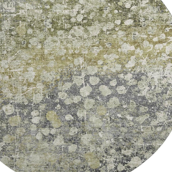HomeRoots 8' X 10' Washable Olive Green and Gray Abstract Area Rug with UV Protection for Modern Spaces 718338