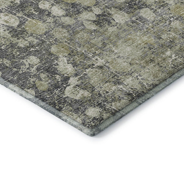 HomeRoots 8' X 10' Washable Olive Green and Gray Abstract Area Rug with UV Protection for Modern Spaces 718338
