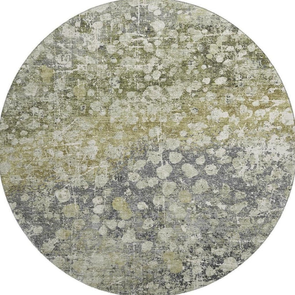 HomeRoots 8' X 10' Washable Olive Green and Gray Abstract Area Rug with UV Protection for Modern Spaces 718338