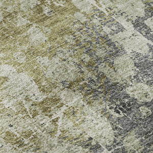 HomeRoots 8' X 10' Washable Olive Green and Gray Abstract Area Rug with UV Protection for Modern Spaces 718338
