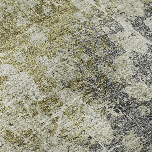 HomeRoots 8' X 10' Washable Olive Green and Gray Abstract Area Rug with UV Protection for Modern Spaces 718338