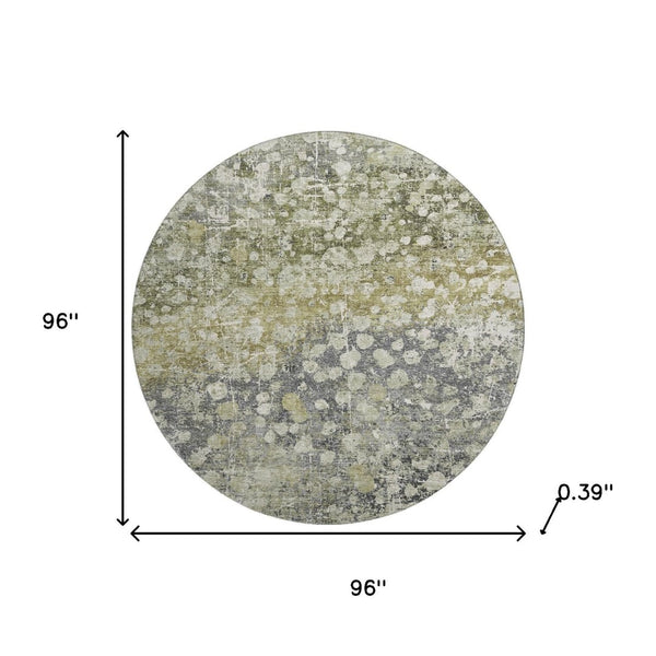 HomeRoots 8' X 10' Washable Olive Green and Gray Abstract Area Rug with UV Protection for Modern Spaces 718338