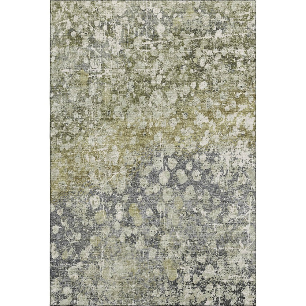 HomeRoots 9' X 12' Olive Green & Gray Abstract Area Rug - Washable, UV Protected, Stain Resistant for Homes 718339