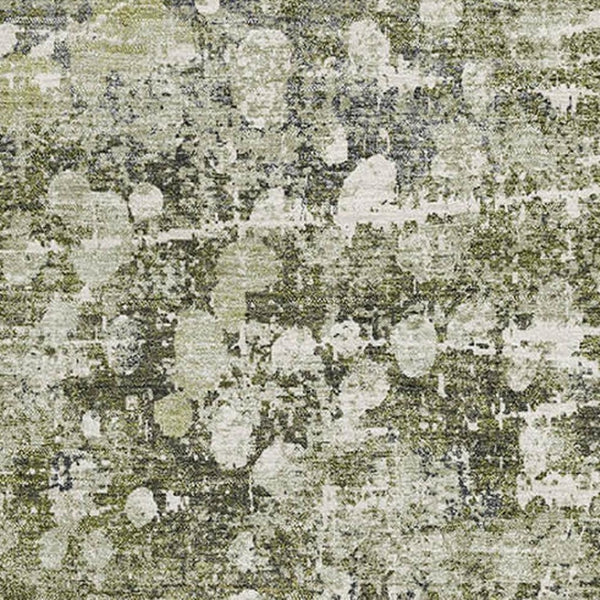 HomeRoots 10' Olive Green & Gray Abstract Washable Area Rug - UV Protected, Stain Resistant, Durable Design 718340