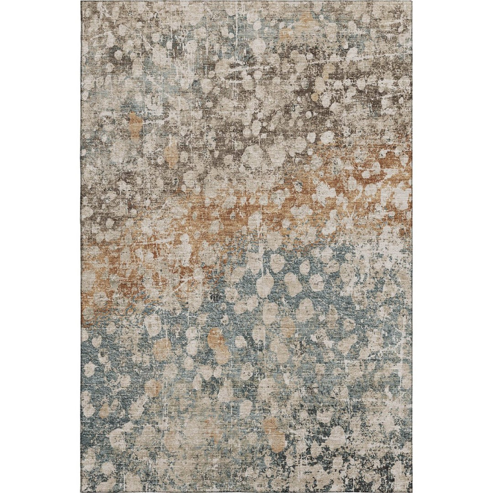HomeRoots 5' X 8' Light Taupe & Brown Abstract Washable Area Rug - UV Protected, Machine Washable & Non-Slip! 718342
