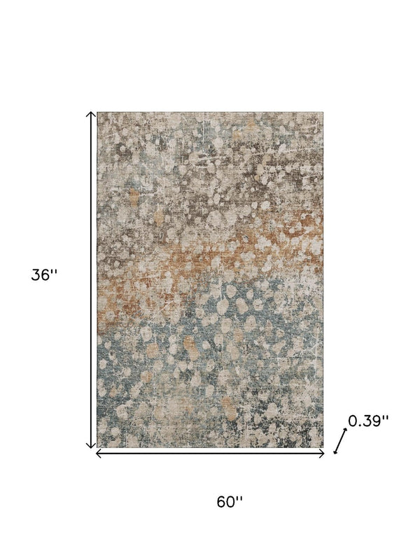 HomeRoots 5' X 8' Light Taupe & Brown Abstract Washable Area Rug - UV Protected, Machine Washable & Non-Slip! 718342