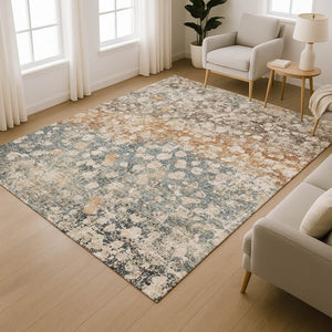 HomeRoots 5' X 8' Light Taupe & Brown Abstract Washable Area Rug - UV Protected, Machine Washable & Non-Slip! 718342