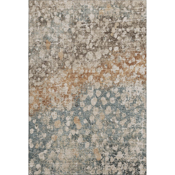 HomeRoots 8' Washable Light Taupe & Brown Abstract Round Rug with UV Protection for Modern Living Spaces 718343
