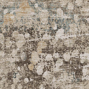 HomeRoots 8' Washable Light Taupe & Brown Abstract Round Rug with UV Protection for Modern Living Spaces 718343