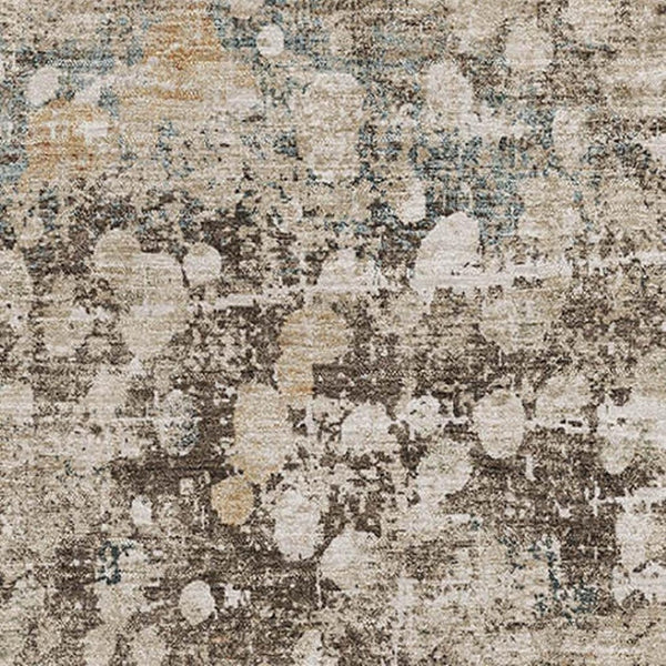 HomeRoots 8' Washable Light Taupe & Brown Abstract Round Rug with UV Protection for Modern Living Spaces 718343