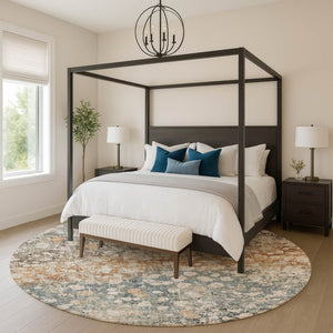 HomeRoots 8' X 10' Washable Area Rug in Light Taupe & Brown - UV Protected, Durable, Modern & Easy Care! 718344