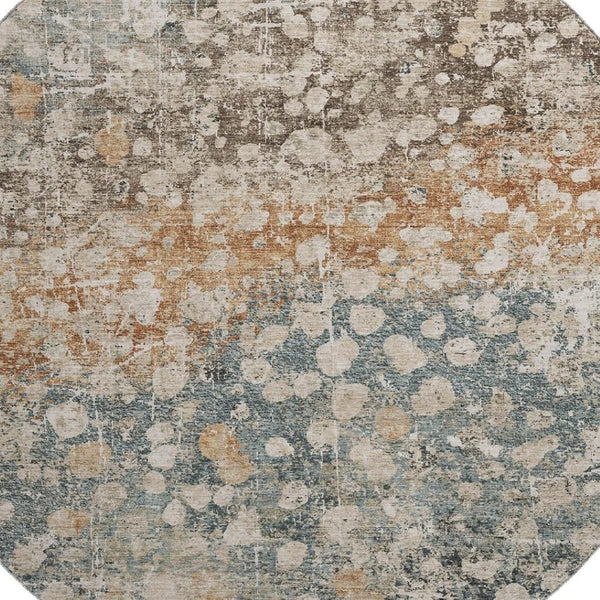 HomeRoots 8' X 10' Washable Area Rug in Light Taupe & Brown - UV Protected, Durable, Modern & Easy Care! 718344