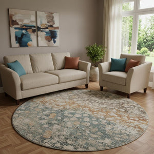 HomeRoots 8' X 10' Washable Area Rug in Light Taupe & Brown - UV Protected, Durable, Modern & Easy Care! 718344
