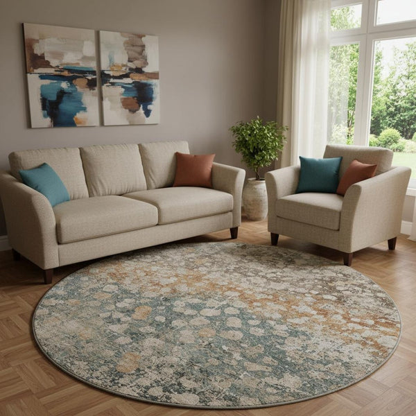 HomeRoots 8' X 10' Washable Area Rug in Light Taupe & Brown - UV Protected, Durable, Modern & Easy Care! 718344