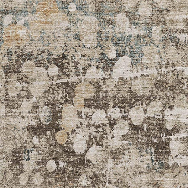 HomeRoots 9' X 12' Light Taupe and Brown Abstract Washable Area Rug with UV Protection for Modern Spaces 718345