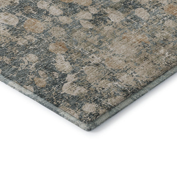 HomeRoots 9' X 12' Light Taupe and Brown Abstract Washable Area Rug with UV Protection for Modern Spaces 718345