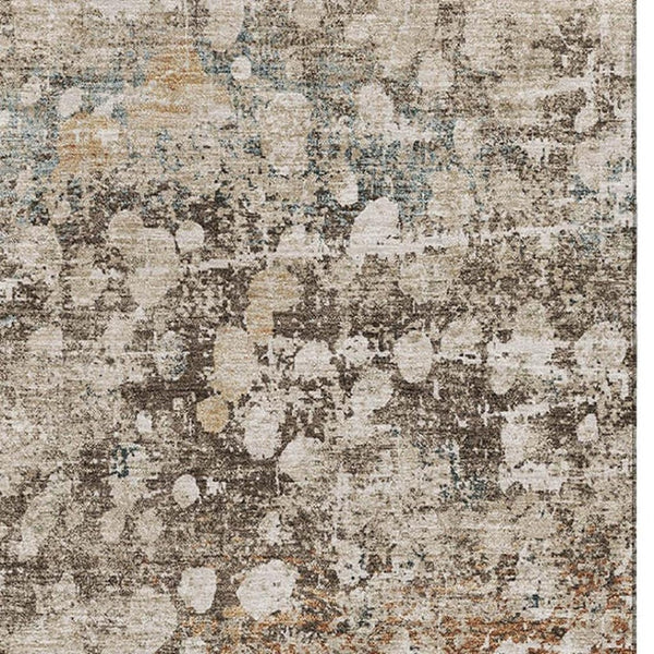 HomeRoots 10' X 14' Contemporary Light Taupe & Brown Abstract Washable Area Rug with UV Protection & Non-Slip 718346