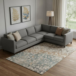 HomeRoots 10' X 14' Contemporary Light Taupe & Brown Abstract Washable Area Rug with UV Protection & Non-Slip 718346