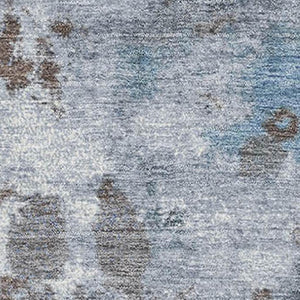 HomeRoots 8' Brown & Blue Abstract Round Rug – Washable, UV-Protected, Durable Design for Busy Homes 718349