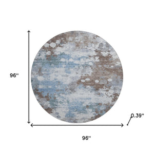 HomeRoots 8' X 10' Modern Brown & Blue Abstract Washable Area Rug with UV Protection for Stylish Homes 718350