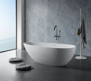 English Elm 67" Engineered Stone Resin Soaking Tub Freestanding Spa Bath Matte White Finish W1573P175001